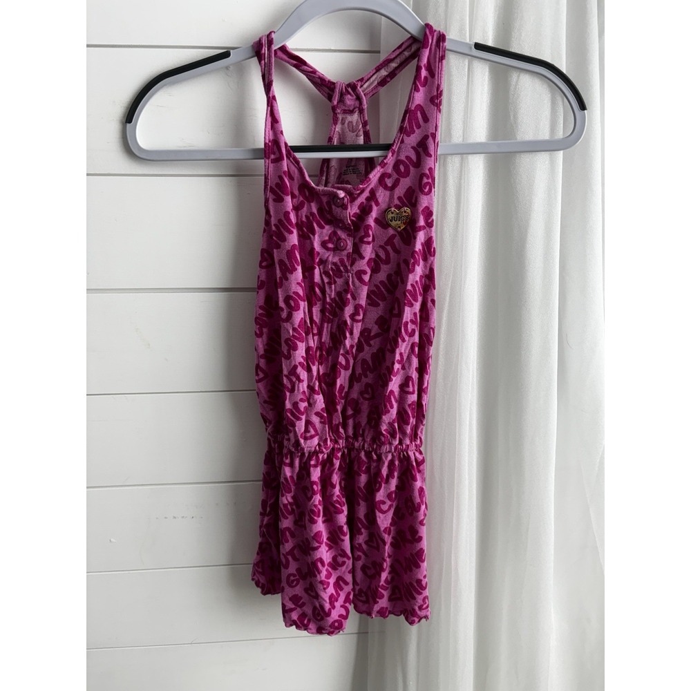 Juicy Couture Romper Pink Logo Print AOP Girls Size 7